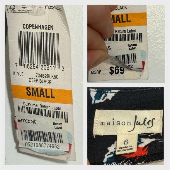 🏷️🪶 NWT Maison & Jules Feather Print Cross Front Dress Size Small - Picture 3 of 6